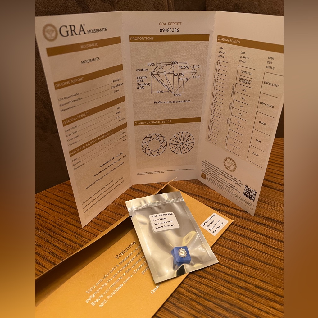 3 Carat Round Moissanite Lab Diamond